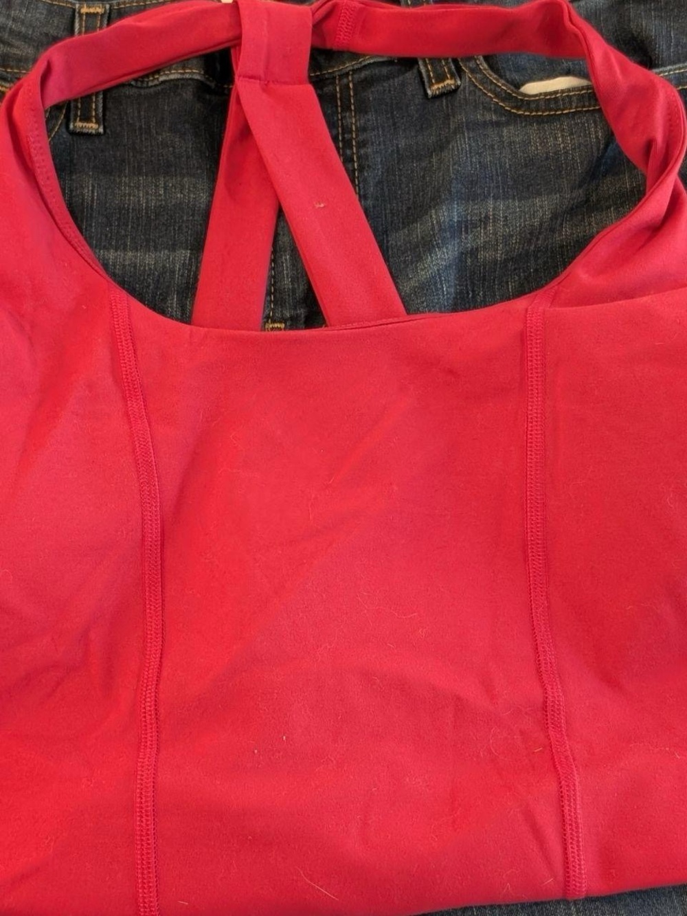 MTA Sport Bright Red Strappy Crossover Sports Bra